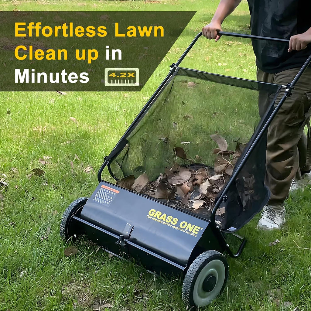 26 Inch Push Lawn Sweeper with 7 Cu.Ft Collection Bag