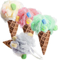 4 Pieces Kids Loofah Ice Cream Cone Bath Sponge Kids Bath Shower Sponge Body Scrubber Exfoliating Loofah for Spa Shower
