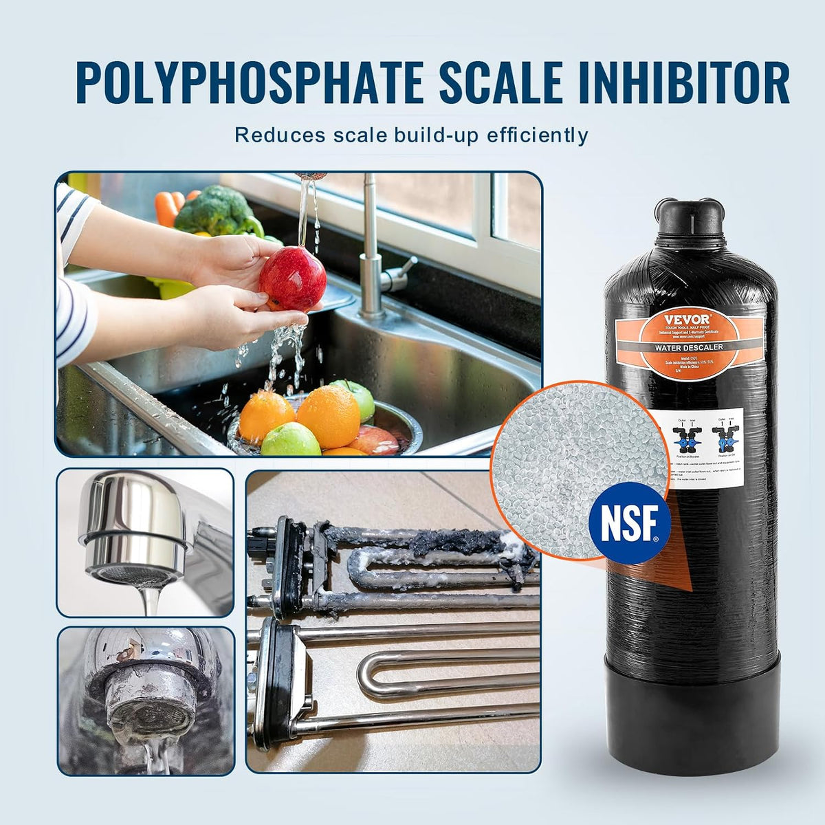 Whole House Salt Free Descaler, Water Filter for City Water, 600,000 Gallon Whole House Water Descaler for All Kinds