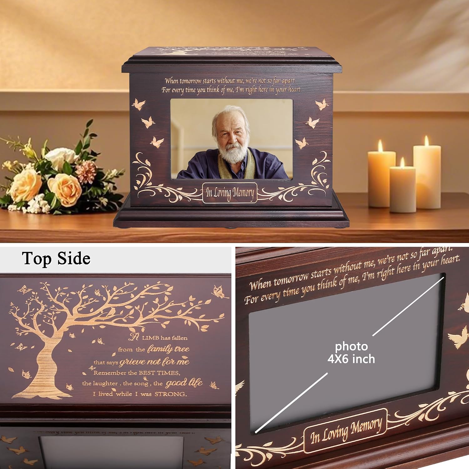 Cremation Urns for Human Ashes Male Female with Photo Frame
