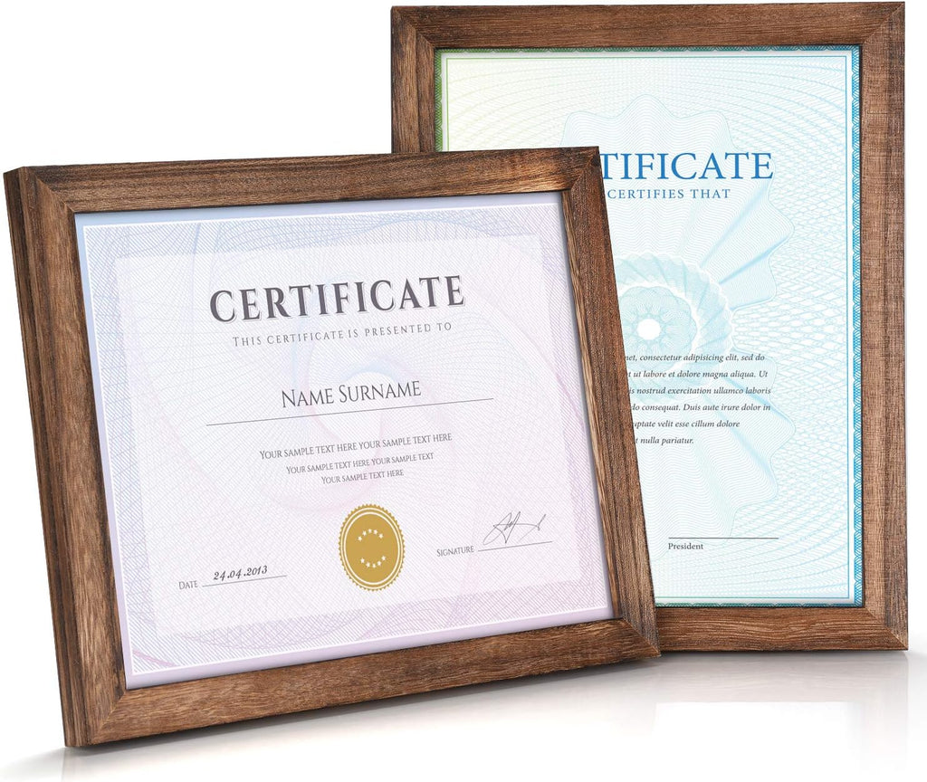 Certificate Frames 8.5 x 11 Picture Frames Diploma Frame with Stand Rustic Wood Document Frame with High Definition