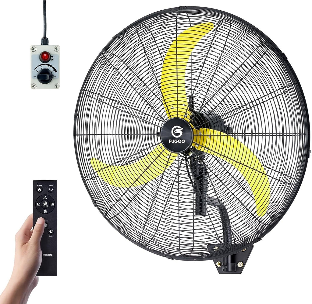 FUGOO 30" Heavy Duty Industrial Wall-Mounted Fan, BLDC Motor, Oscillating