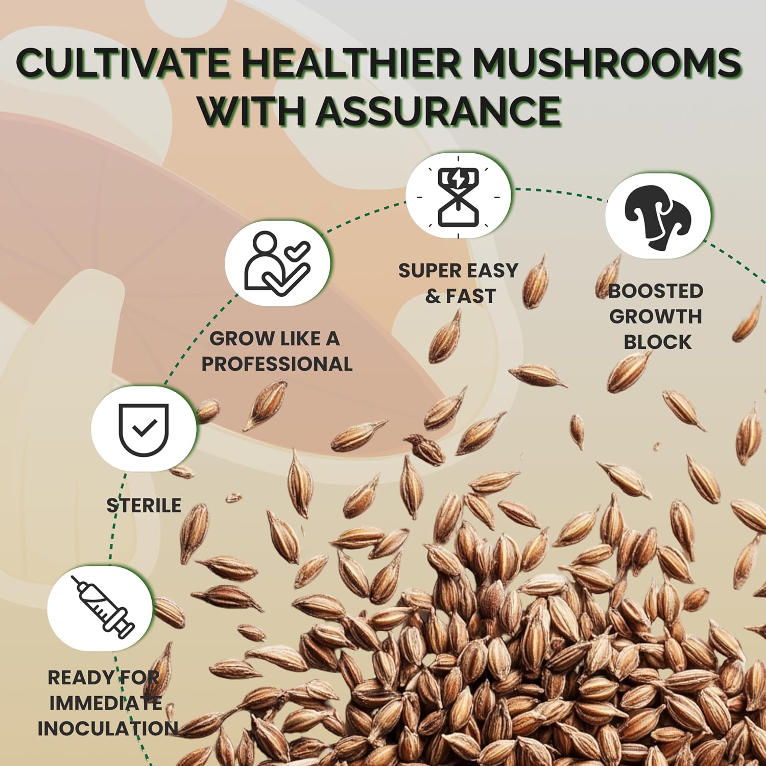Mushroom Growing Kit with Injection Ports | Sterilized Rye Grain | Magic Indoor Grow Bags for Mushrooms | Home