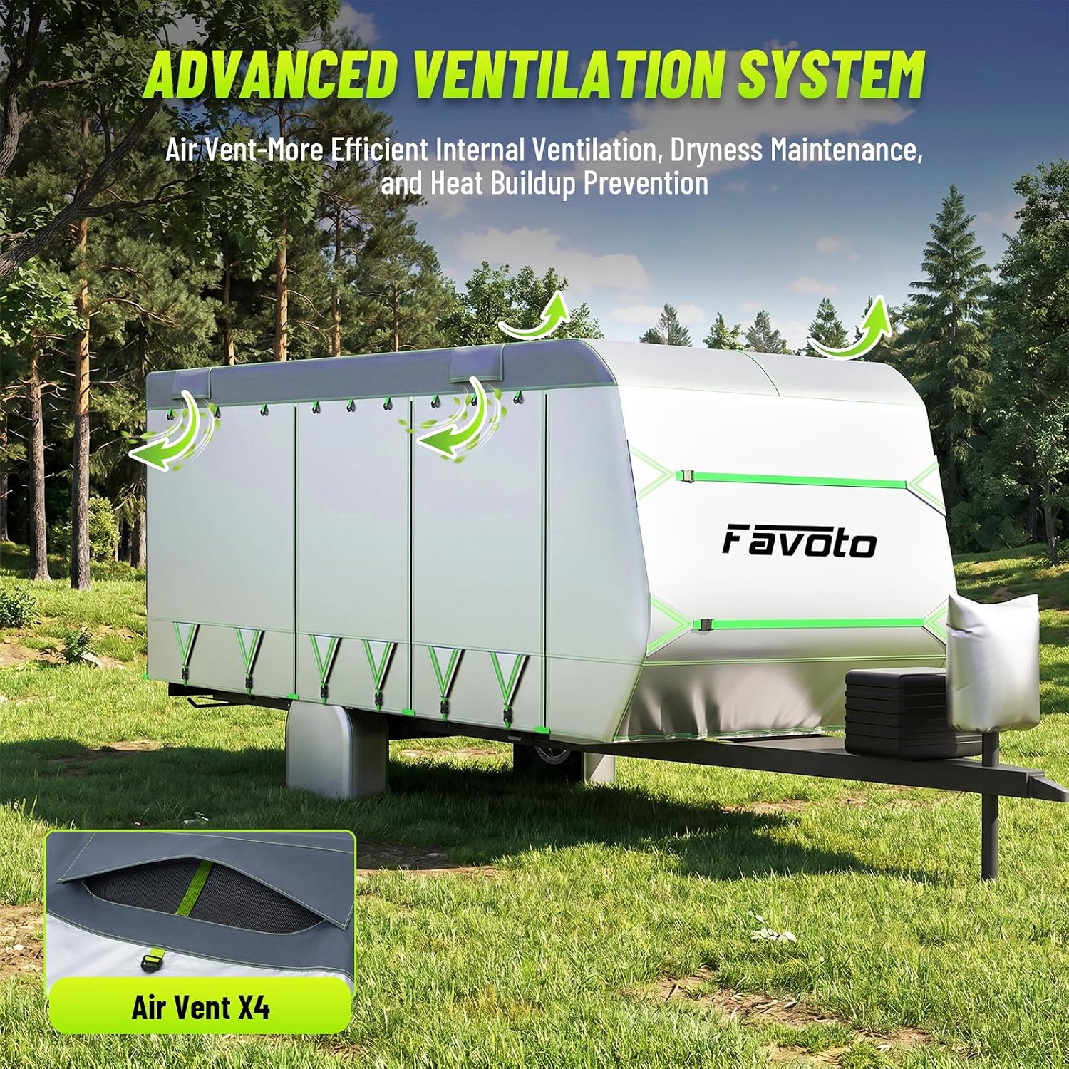 RV Cover 22-24 ft Travel Trailer Cover Windproof UV Protection | Heavy Duty Camper Cover Waterproof Outdoor with 10