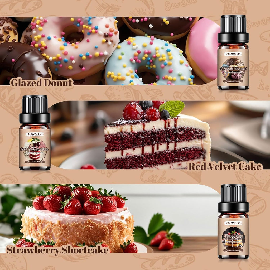 Bakery Essential Oils Set,Dessert Fragrance Oil for Candle & Soap Making | 6 Premium Scented Oils for Diffusers