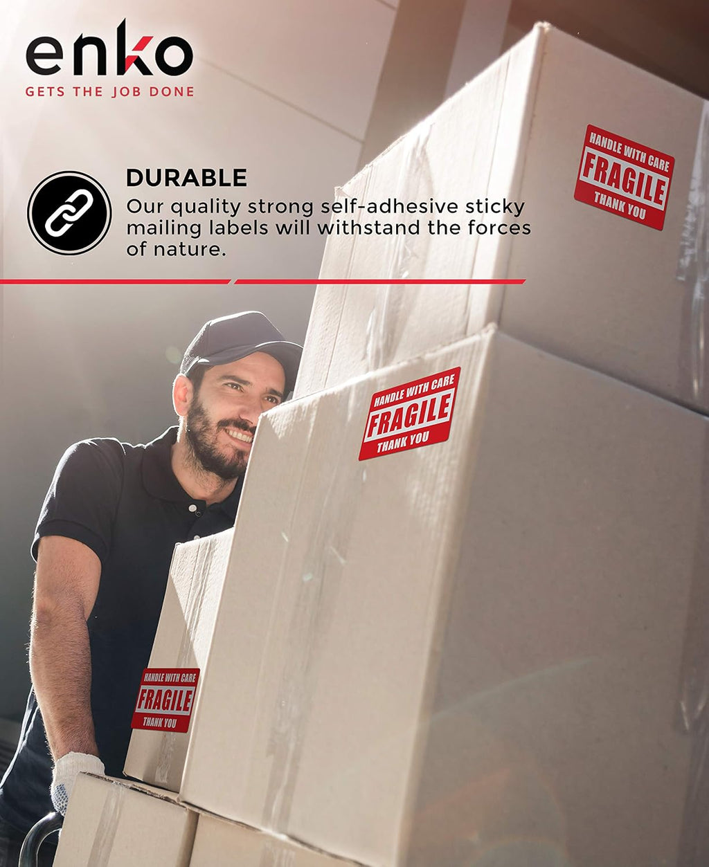 1 Roll 3 x 5 in Large Fragile Stickers for Moving and Shipping