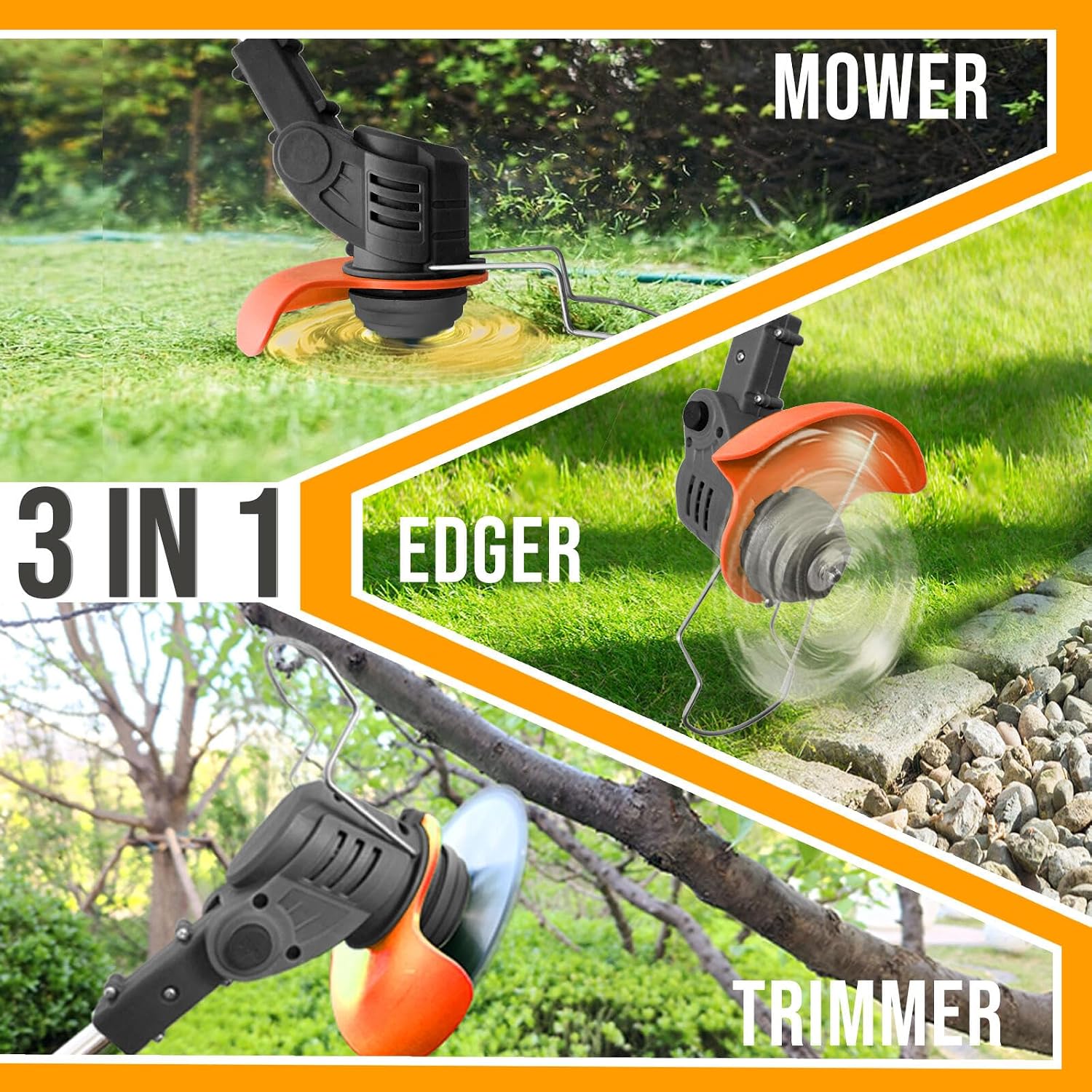 Cordless Weed Wacker with 2 Batteries & Charger, 26 Metal/Plastic Blades | Electric Grass Trimmer, Lightweight