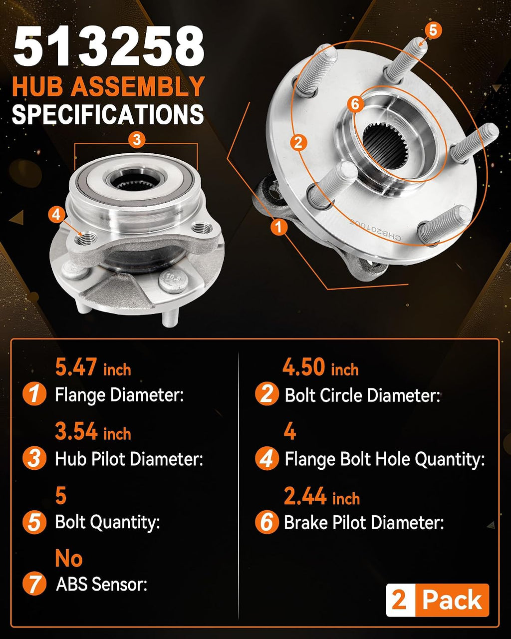 513258 Front Wheel Bearing Hub Assembly for Toyota RAV4 2006–2018