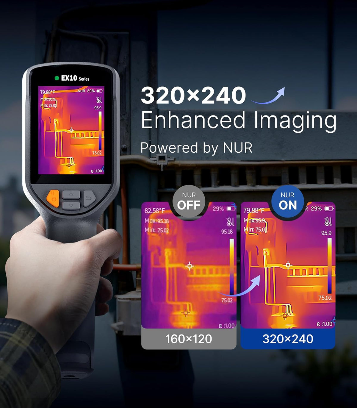 EX10 2.8" Thermal Camera, 320×240 Super Resolution, -4°F~1022°F