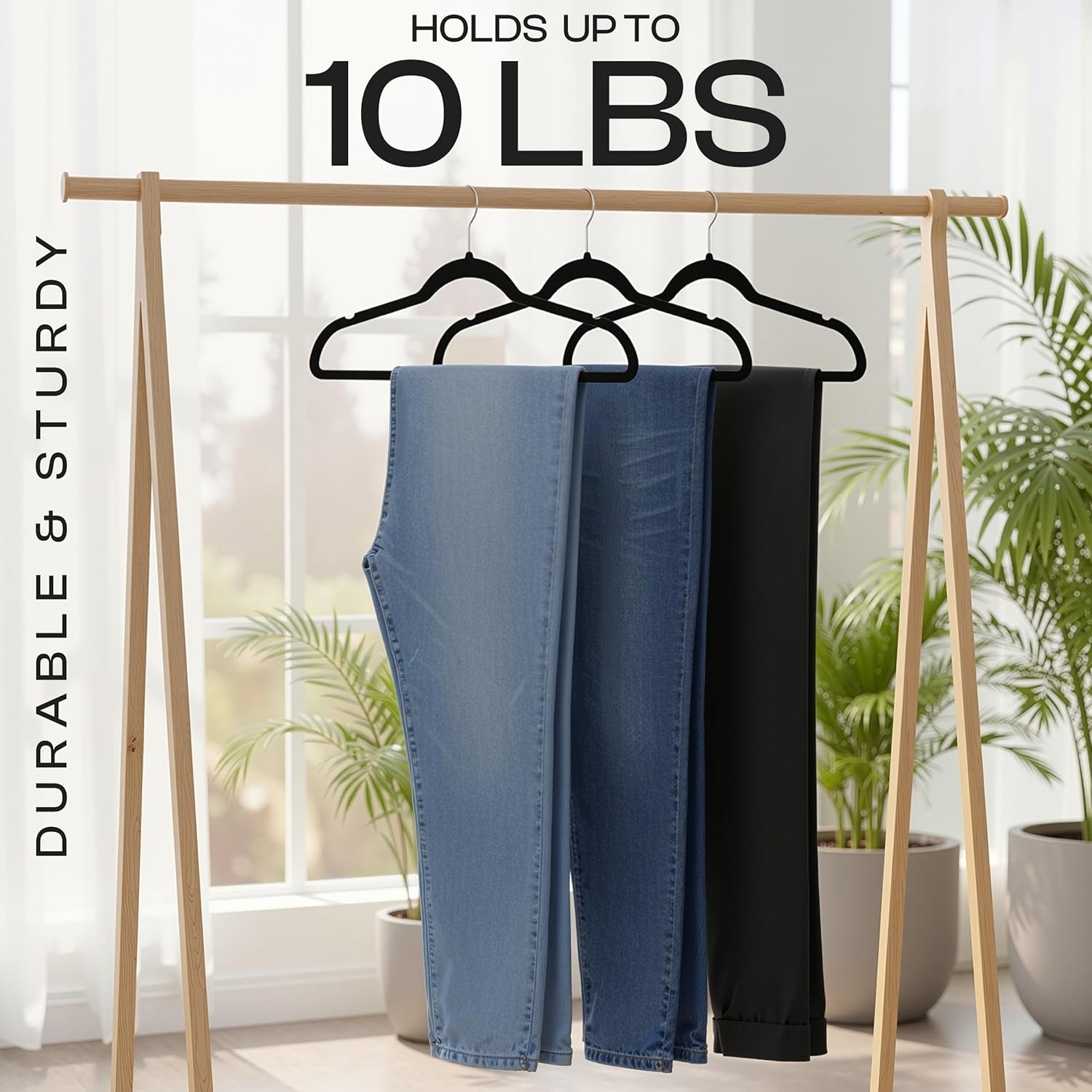 Velvet Hangers, Black, 30 Pack | Luxury Non-Slip Slim Pant & Coat Hangers | Strong Space-Saving Clothes Hangers |