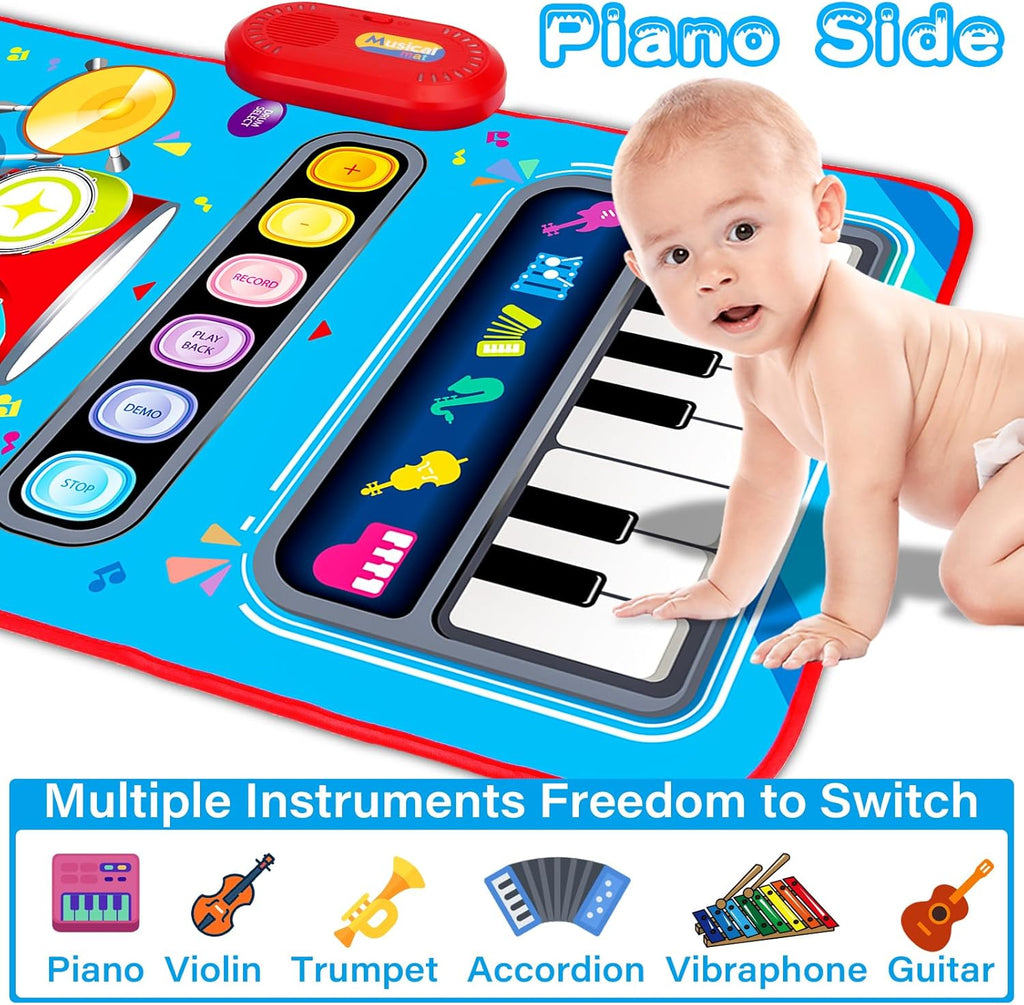 Baby Toys for 1 Year Old: Baby Musical Mat Toddler Toys Age 1-2 - 2 in 1 Piano Drum Babies Play Mat - Infant Music