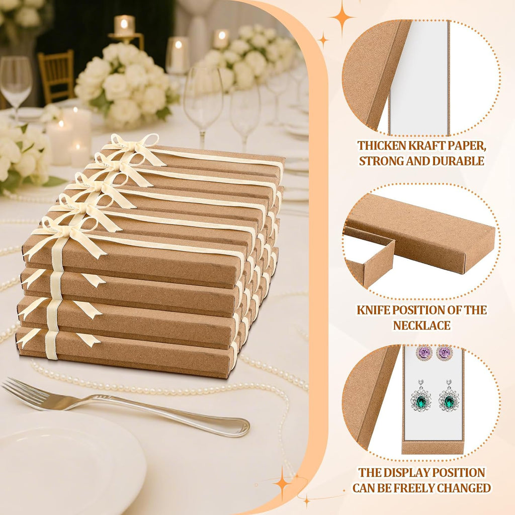100 Pack Kraft Jewelry Boxes 8x2x1 Necklace Bracelet Gift Boxes
