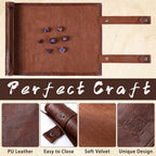 Dice Mat Tray Rolling Mat with Zipper PU Leather Folding Scroll Dice Bag Holder Table Christmas Game
