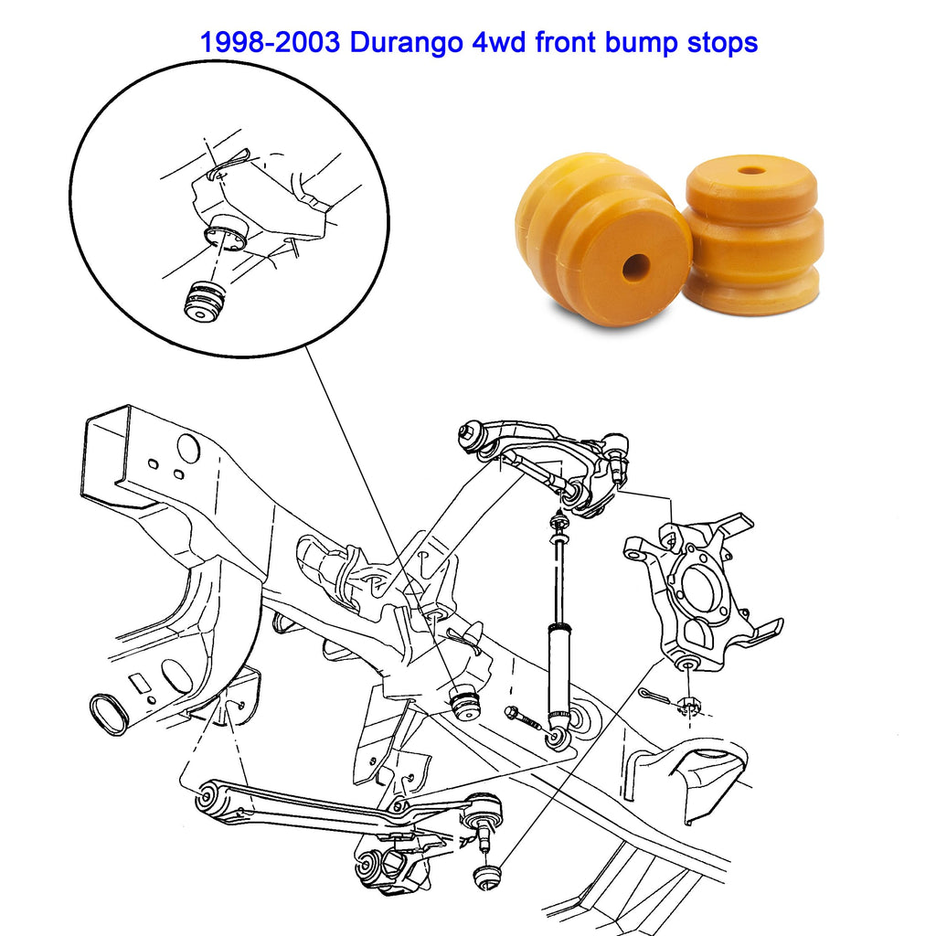 Autoacc 2pcs Front Bump Stops, Front Upper Control Arm Bumpers Compatible with Dodge 1998-2003 Durango with 4wd