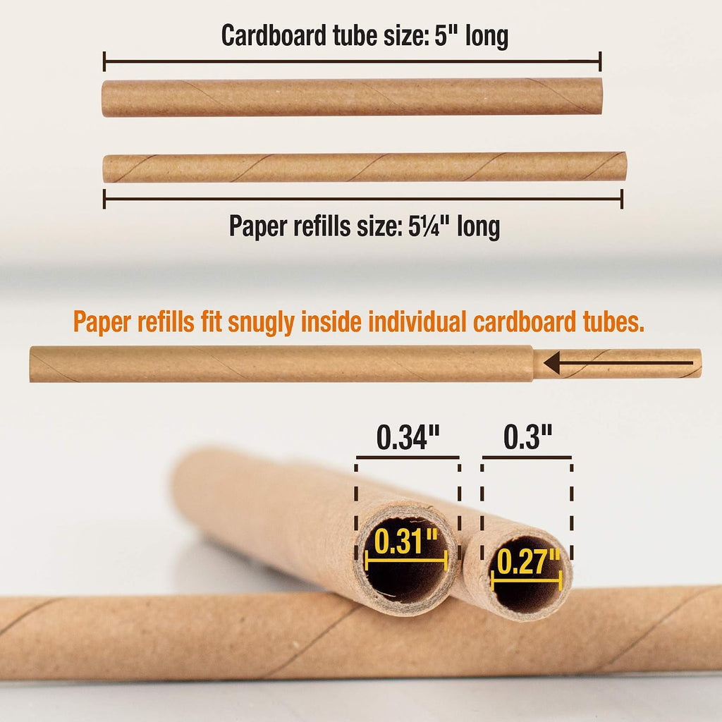150 Mason Bee House Tubes Refill Pack | 75 Cardboard Bee Tubes & 75 Paper Mason Bee Tube Liners | Mason Bee Supplies