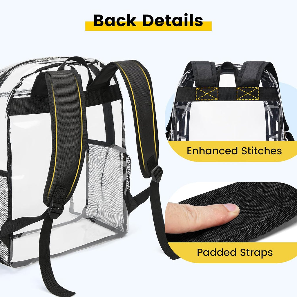 Clear Backpack for School, 16 inch Large Clear Bookbag | Lightweight See Through Backpacks for Girls and Boys