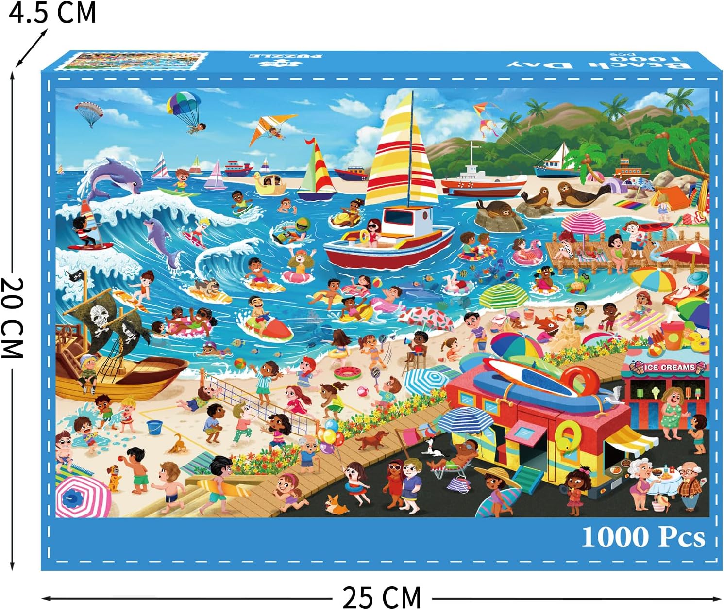 Summer Beach Puzzles for Adults 1000 Pieces, Letters on Back, Impossible Hard Difficult Challenging, Precise
