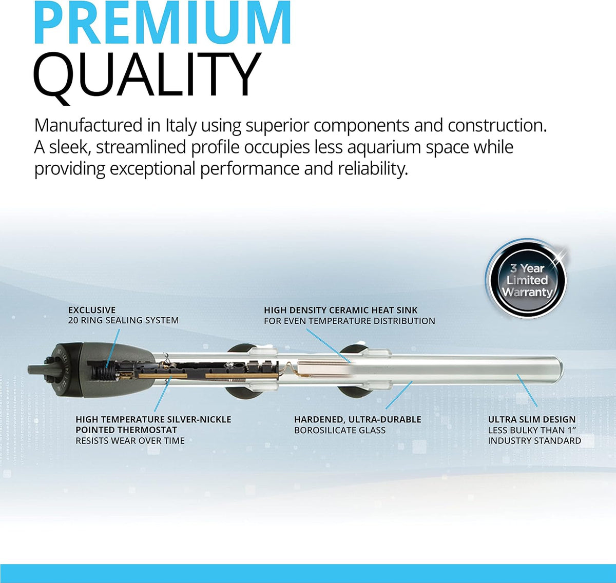 M 50-Watt Submersible Aquarium Heater for Fresh & Saltwater Tanks