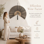 Fan Wall Decor，Large Bamboo Wall Fan For Over Bed Hanging Headboard (A)