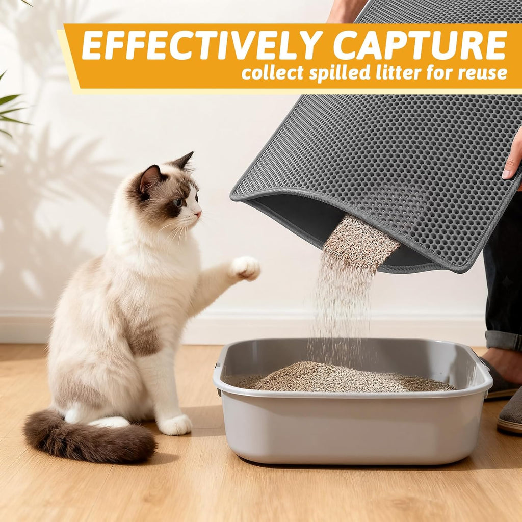 Cat Litter Mat Double Layer Waterproof Urine Proof Trapping Mat 1 Pack (Gray, 30x24 Inch (Pack of 1))