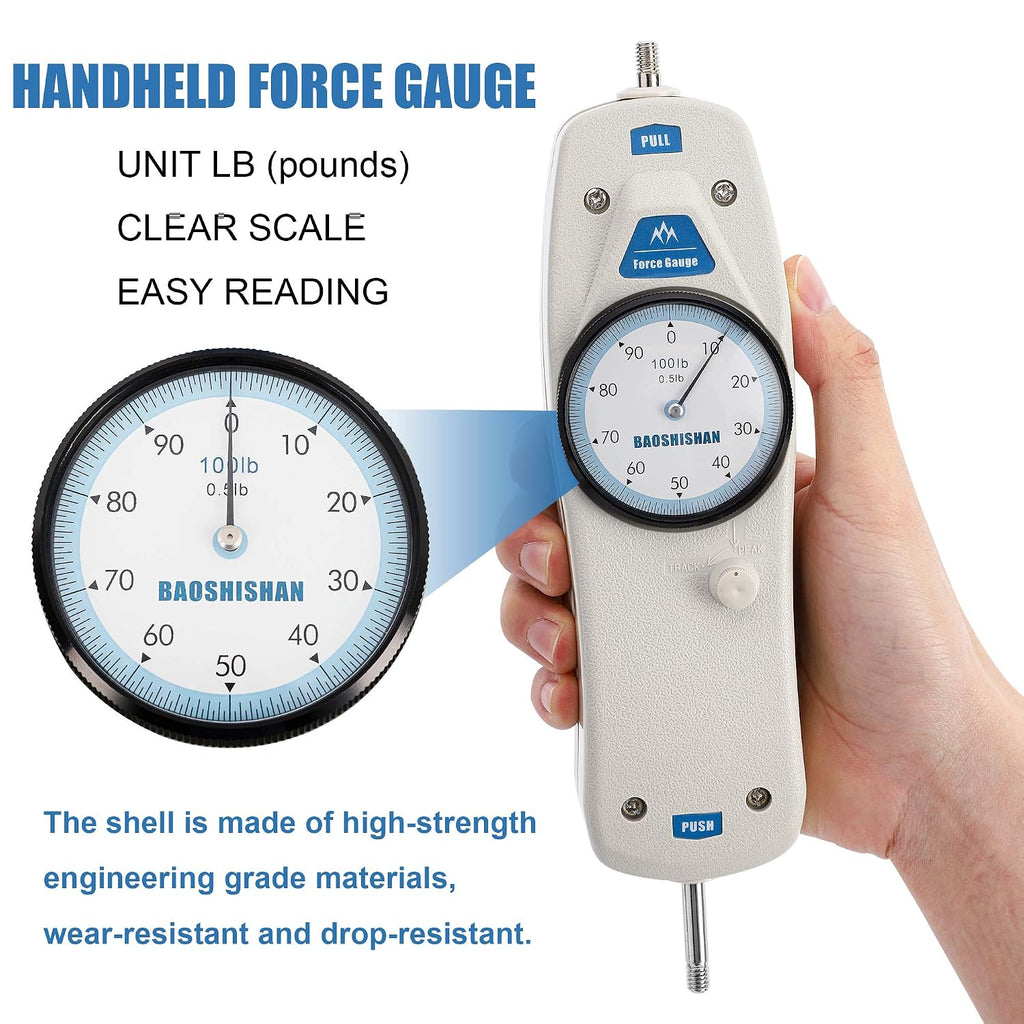 BAOSHISHAN 100lb Push Pull Force Gauge with Calibration Certificate