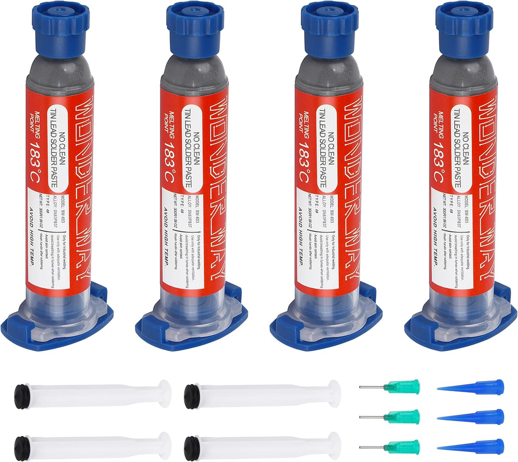 Wonderway Sn63/Pb37 T4 Tin Lead Solder Paste 183℃ Melting Point No-Clean(30gx4Packs)