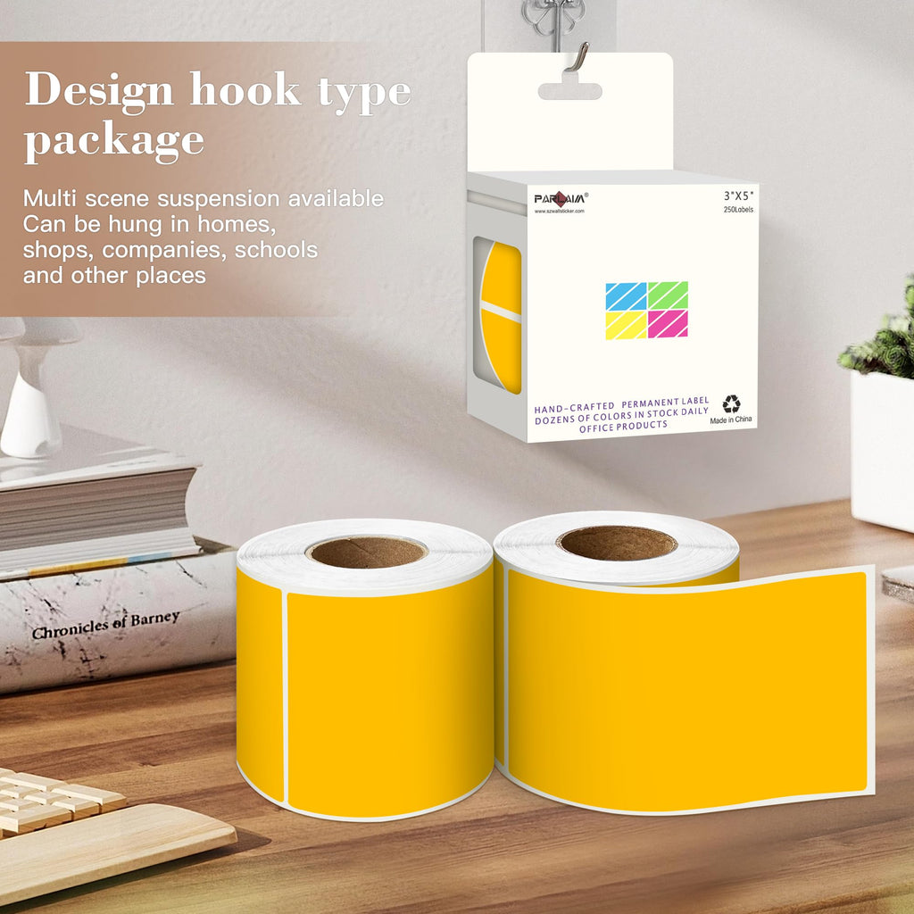3x5 inch Rectangle Color Code Stickers, 1000PCS Fluorescent Orange Label