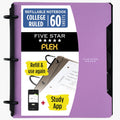 Flex Refillable Notebook + Study App 1 Inch O-Rings Binder with Pockets Tabs and Dividers, 220 Sheet Capacity