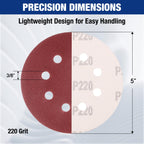 WORKPRO Sanding Discs, 5-Inch 220 Grit 8-Hole Hook and Loop, 150 Pack