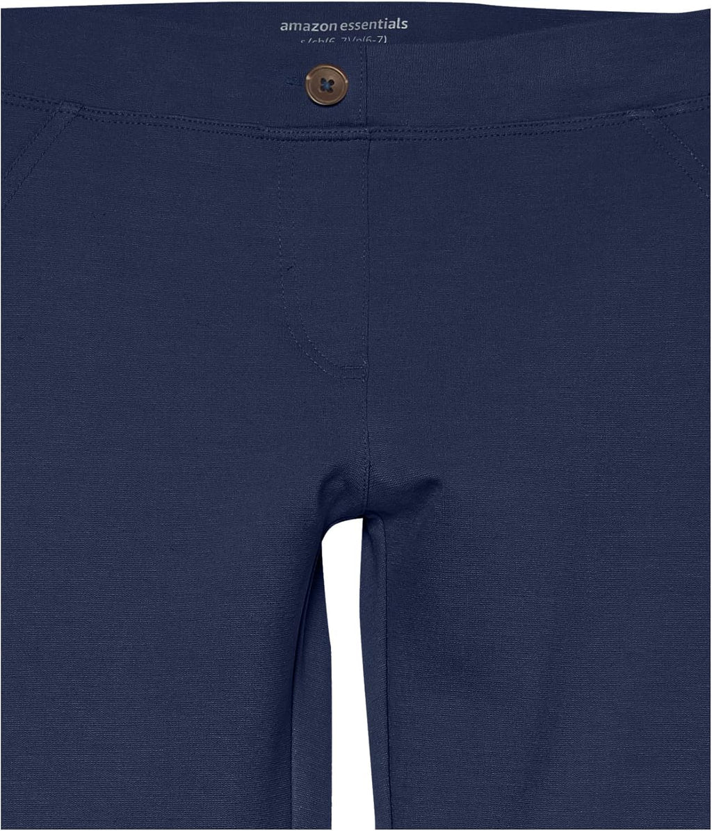 Girls and Toddlers' Uniform Slim Fit Ponte-Knit Pant with Elastic Waist, Pull On, Pack of 2