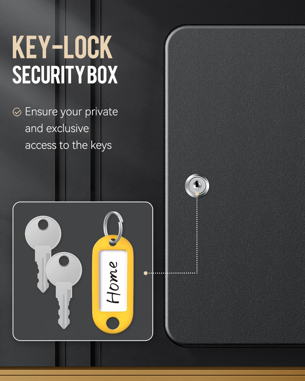 60 Position Key Cabinet with Key Lock Wall Mounted Black Security Storage Box Steel Key Organizer with Colorful Key
