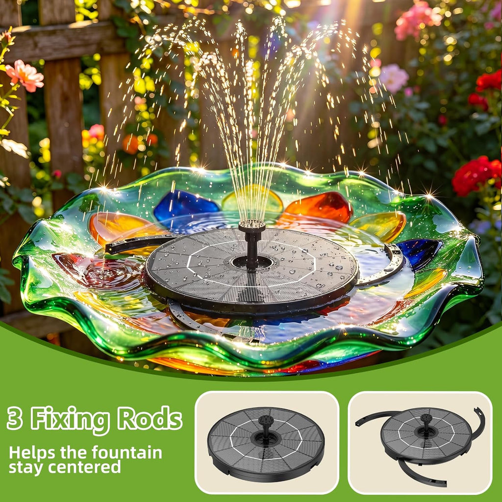 Solar Bird Bath Fountain with 6 Nozzles & DIY Separated Design