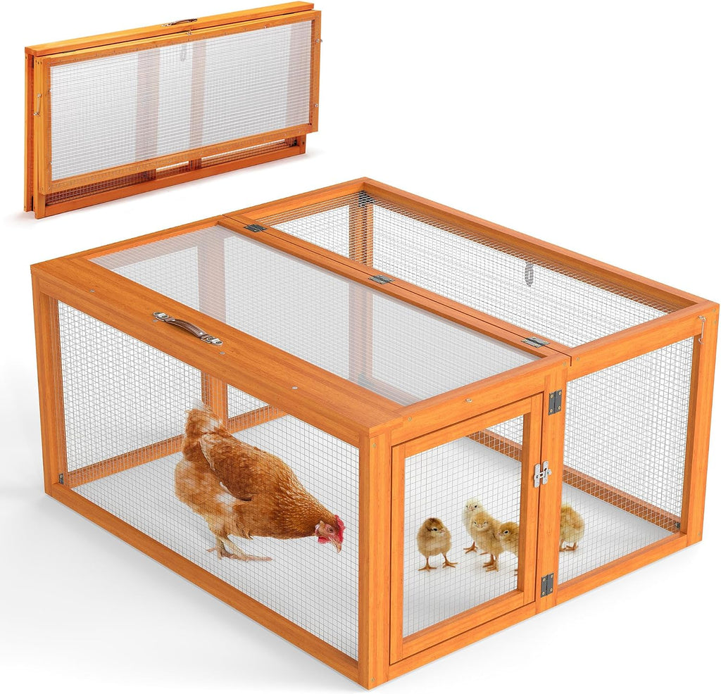 Chicken Coop Run Portable Chicken Cage Pens Rabbit Hutch, Orange