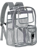Clear Backpack for School, 17" Heavy Duty Double-Layer Clear Bookbag