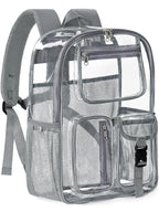 Clear Backpack for School, 17" Heavy Duty Double-Layer Clear Bookbag