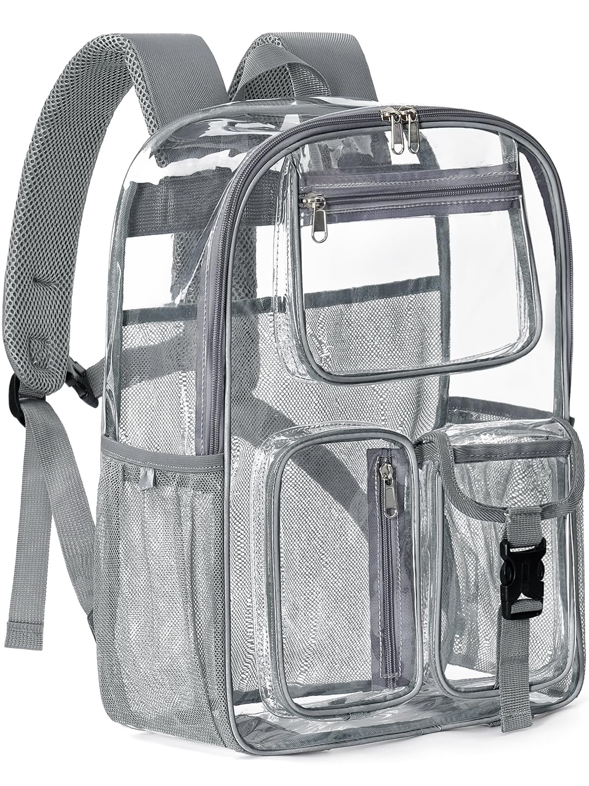 Clear Backpack for School, 17" Heavy Duty Double-Layer Clear Bookbag