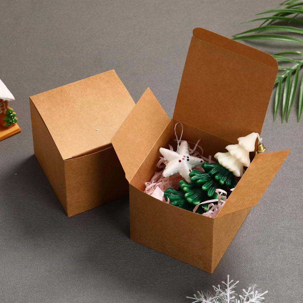 Push-Form Gift Boxes - 4x4x4 Small Gift Boxes with Lids & Cookie Case for Candy & Candle Packaging - Easy Assembly