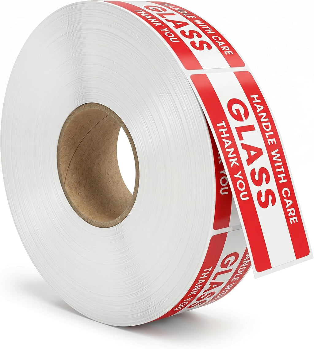 1" X 3" Glass Stickers (1000 Labels, 1 Roll) - Handle with Care Thank You