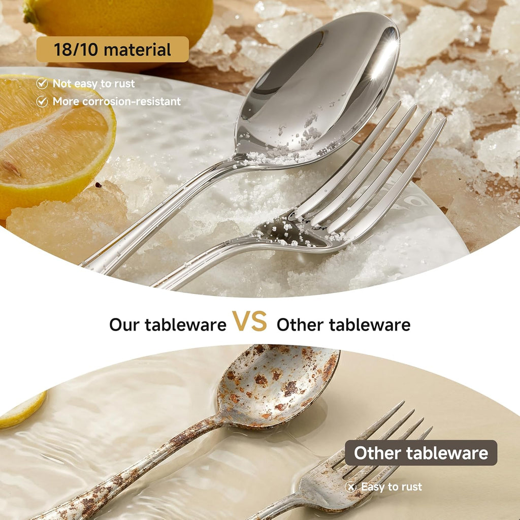12-Piece 8-Inch Teardrop Dinner Forks Set, 18/10 Stainless Steel Table Fork