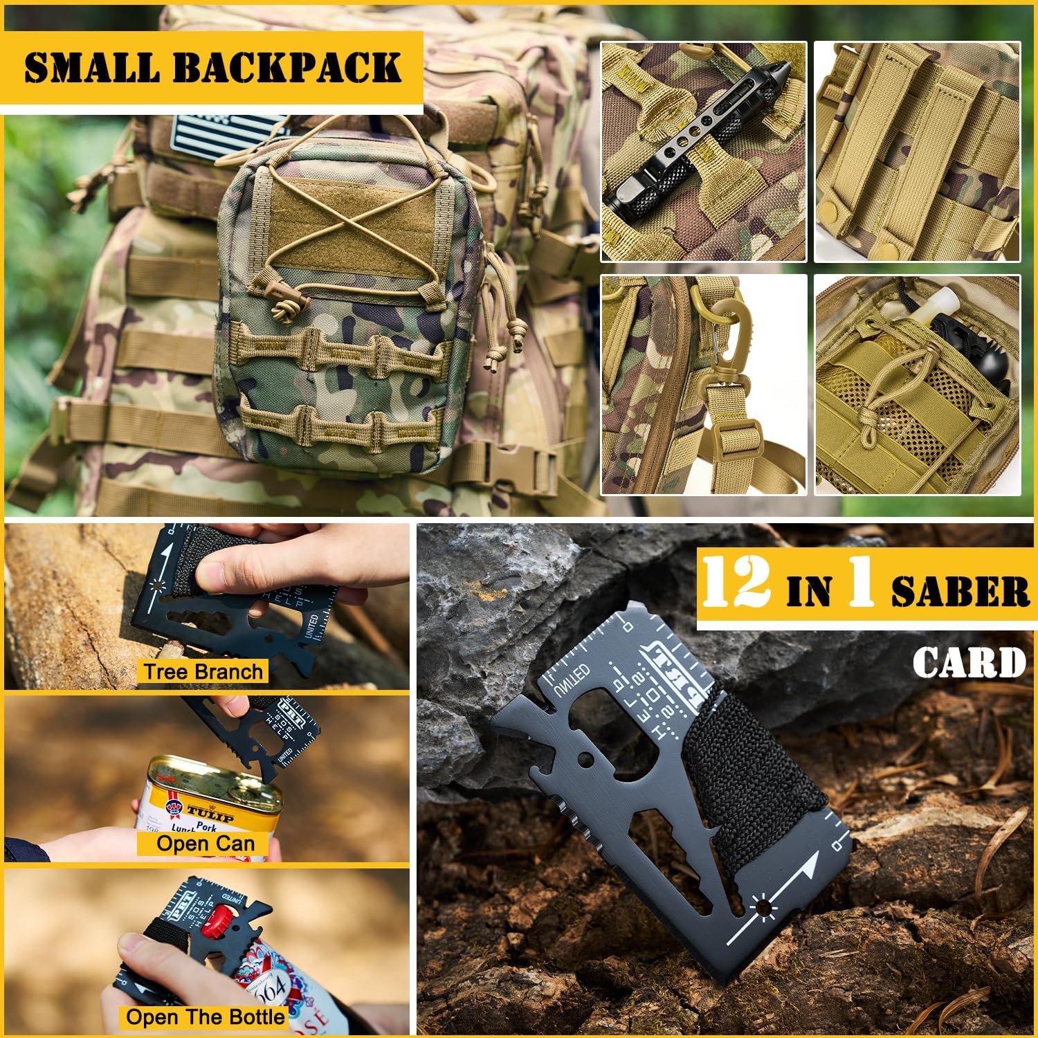 Survival First Aid Kit,99PCS Professional Survival Gear Large Hiking Backpack with Emergency Equipment Outdoor