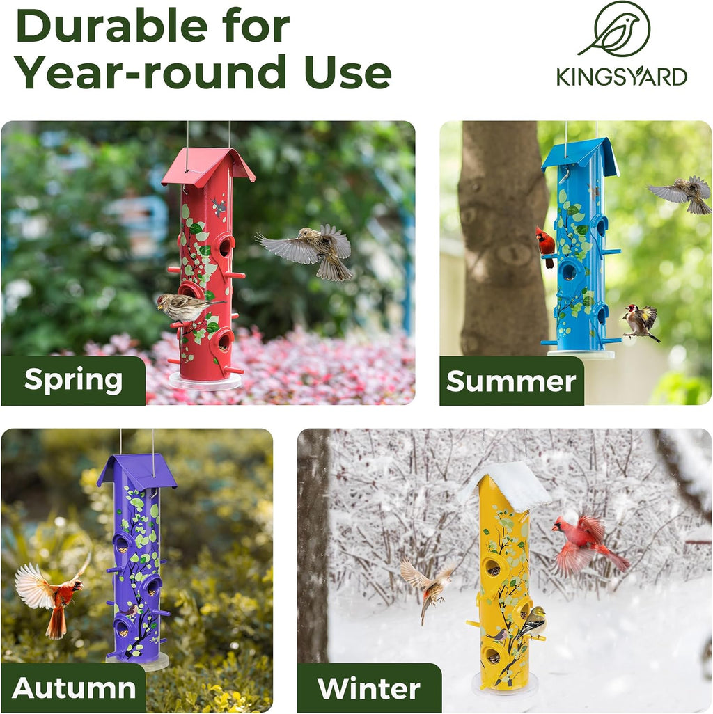 Metal Bird Feeders for Outdoors Hanging, Tube Bird Feeder
