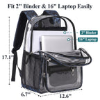Clear Backpack for School - 17 Inch Geometric Pattern Bookbag, Blue