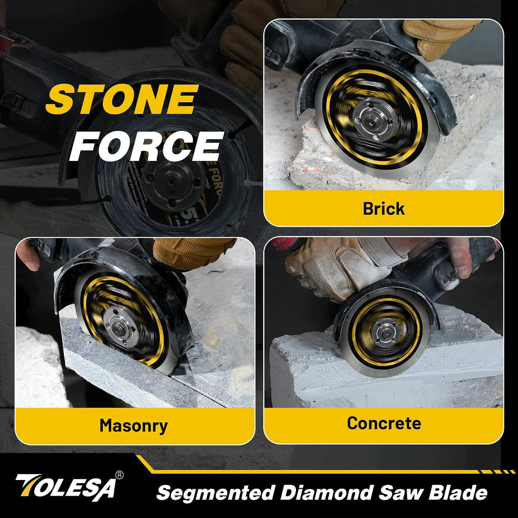 4-1/2 Inch Segmented Diamond Blade for Angle Grinder, Diamond Cutting Wheel with 7/8" Arbor, 20mm & 16mm Adapter