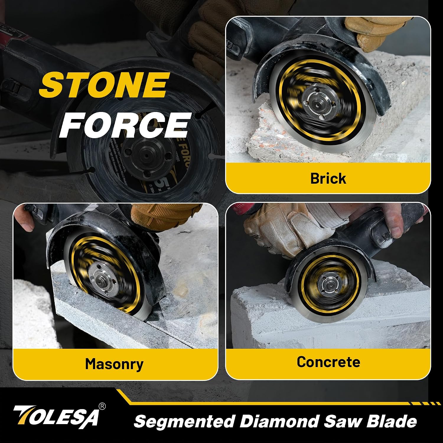 4-1/2 Inch Segmented Diamond Blade for Angle Grinder, Diamond Cutting Wheel with 7/8" Arbor, 20mm & 16mm Adapter