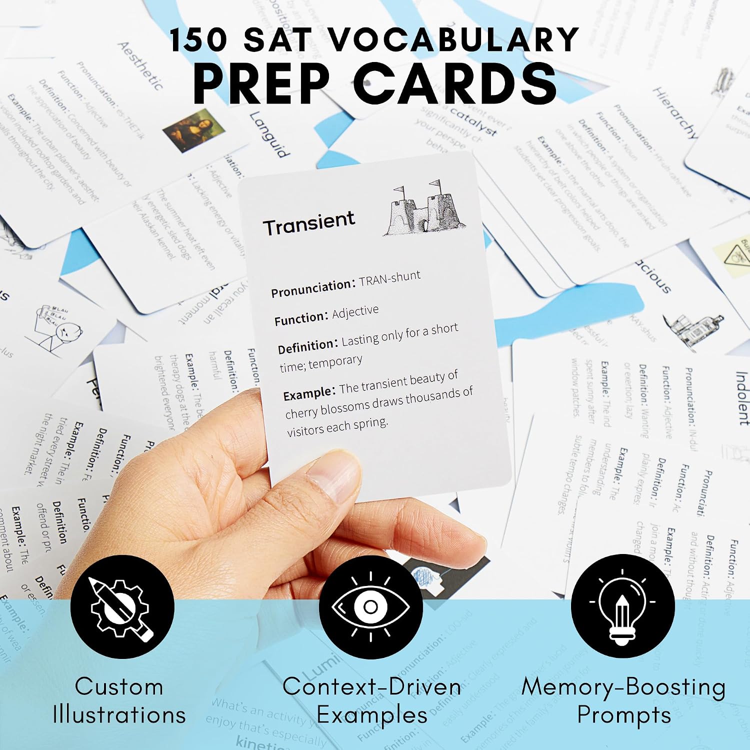 SAT Vocabulary Builder Flash Cards & Study Guide 2026 – 150 Visual Learning Vocab Flashcards for SAT Test Prep & PSAT