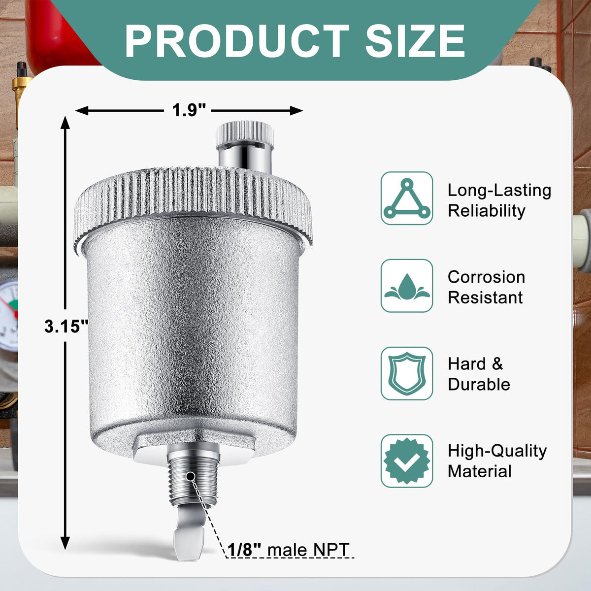 Saillong 2 Pack 1/8" Automatic Air Vent Valve, Brass with Nickel Plated