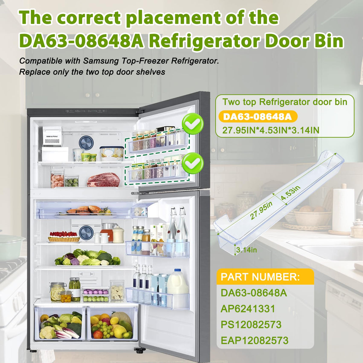 DA63-08648A Refrigerator freezer Door Shelf