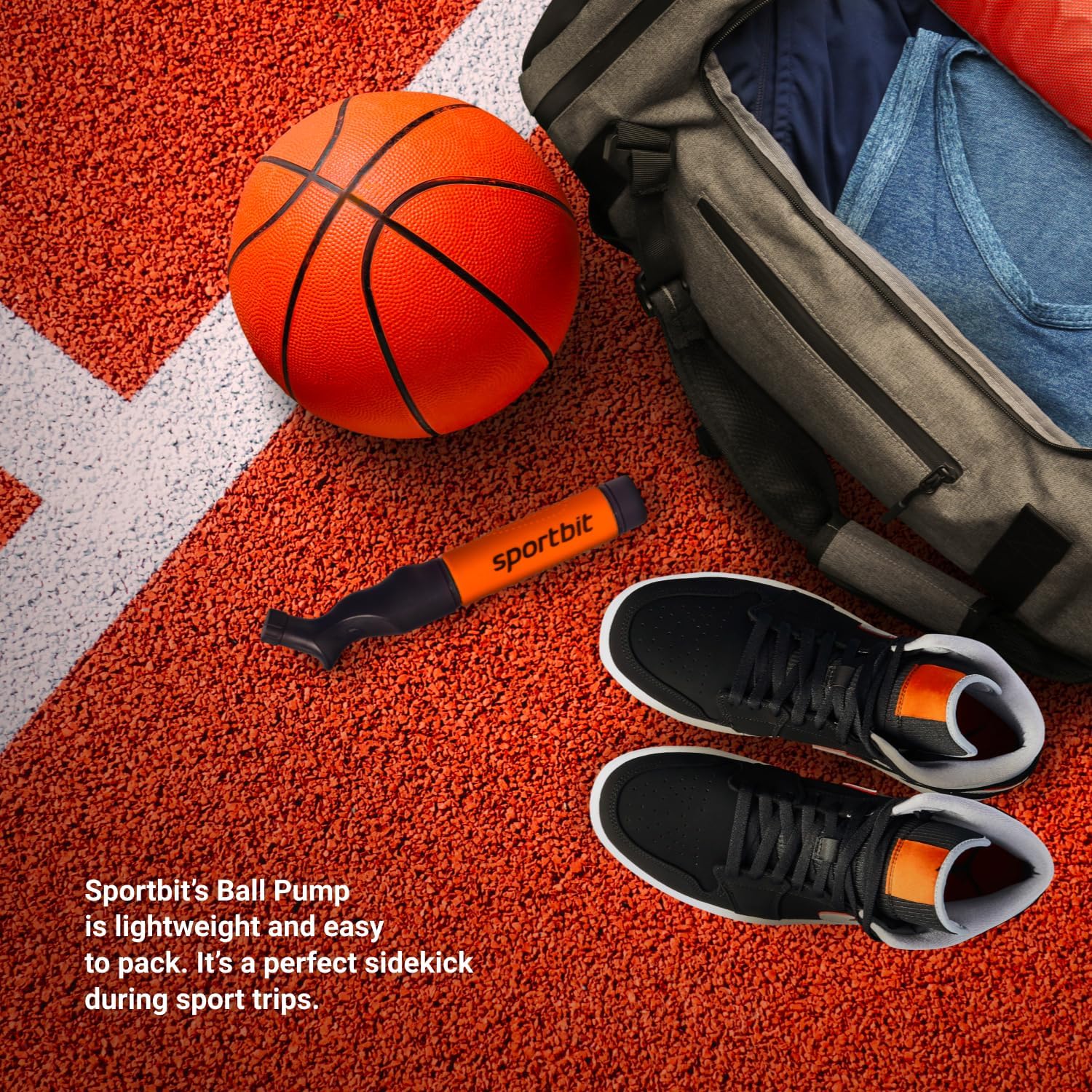 Ball Pump for Sports Balls - Push & Pull Inflating System - Hand Pump for Exercise Balls - Volleyball Pump