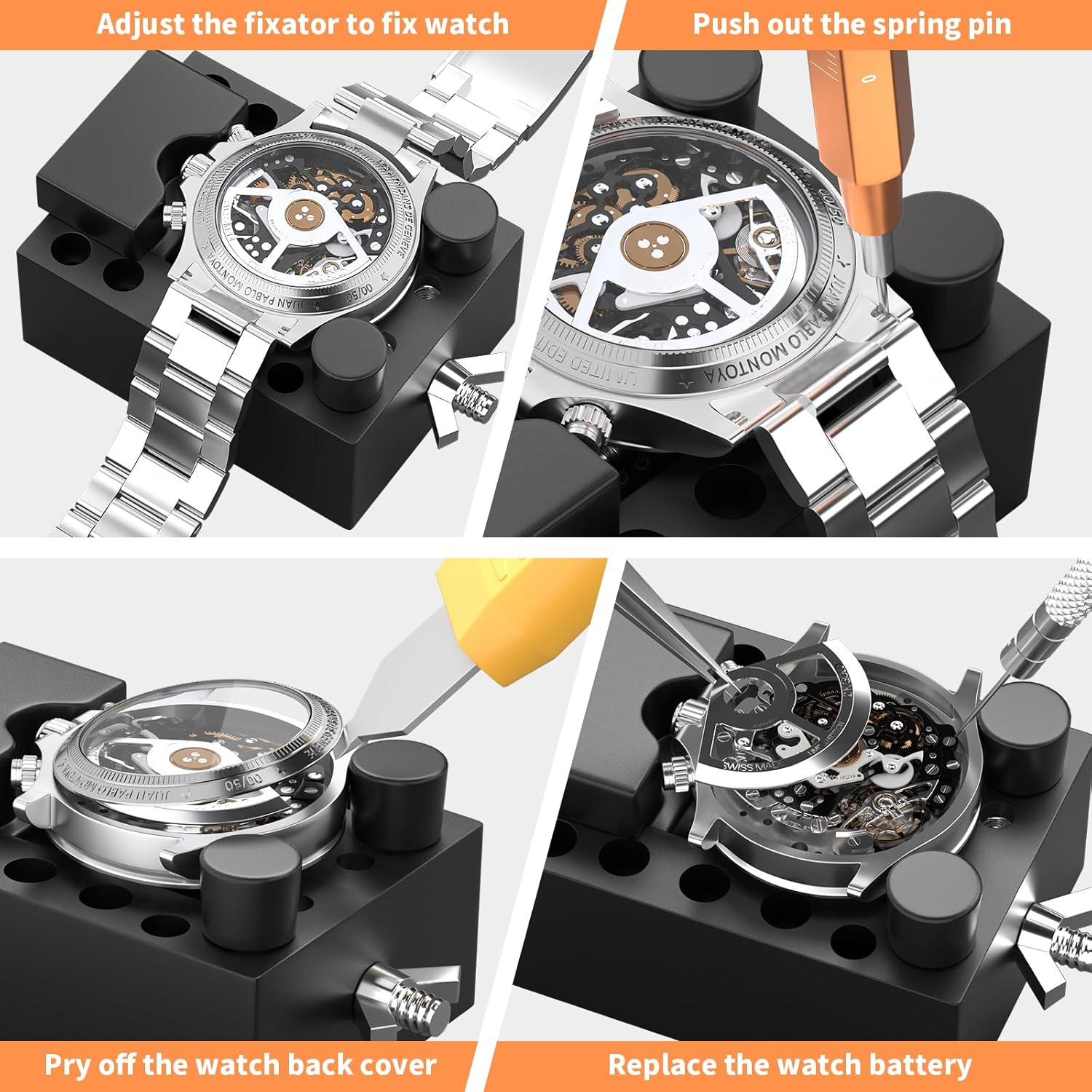 Watch Link Removal Kit, BYNIIUR Watch Repair Kit, Watch Case Opener Spring Bar Tools, Watch Battery Replacement Tool