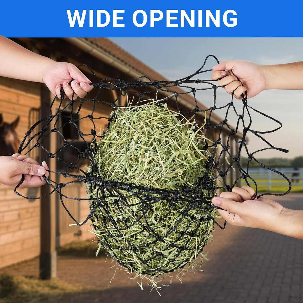 2-Pack Heavy Duty Hay Bags, Slow Feeder for Horses & Goats with 2-Inch Holes, Adjustable Drawstring Hay Net to Reduce